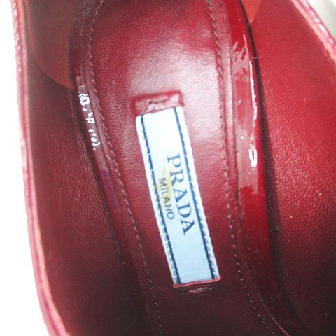Prada Heels Loafers Silver Chain 35 Bordeaux Enamel — view 6