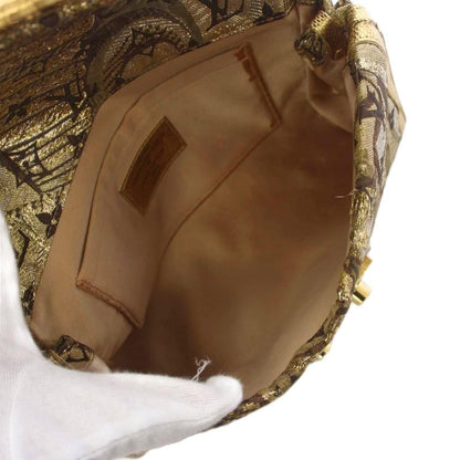 Louis Vuitton Monogram Brocade Tali Clutch Party Gold Color KH — view 6