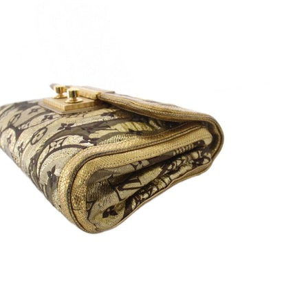Louis Vuitton Monogram Brocade Tali Clutch Party Gold Color KH — view 3