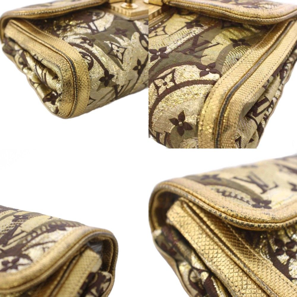 Louis Vuitton Monogram Brocade Tali Clutch Party Gold Color KH — view 8