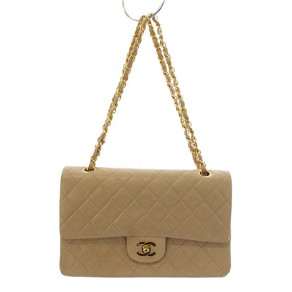 Chanel Quilted 25 Chain Flap Shoulder Bag CC Logo Lambskin Beige KH — view 4