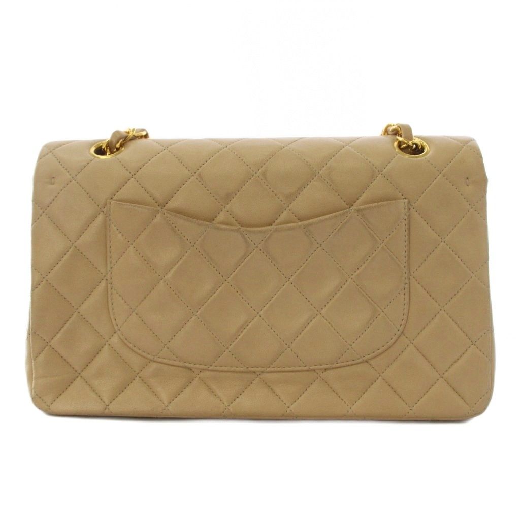 Chanel Quilted 25 Chain Flap Shoulder Bag CC Logo Lambskin Beige KH — view 3