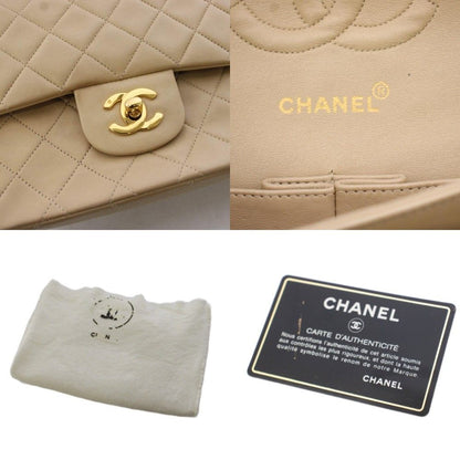 Chanel Quilted 25 Chain Flap Shoulder Bag CC Logo Lambskin Beige KH — view 9