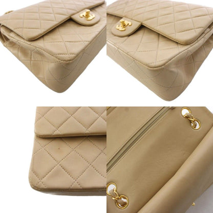 Chanel Quilted 25 Chain Flap Shoulder Bag CC Logo Lambskin Beige KH — view 8