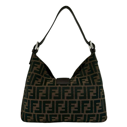 Fendi Vintage Zucca FF Pattern Logo Canvas Leather Shoulder Bag Brown — view 3