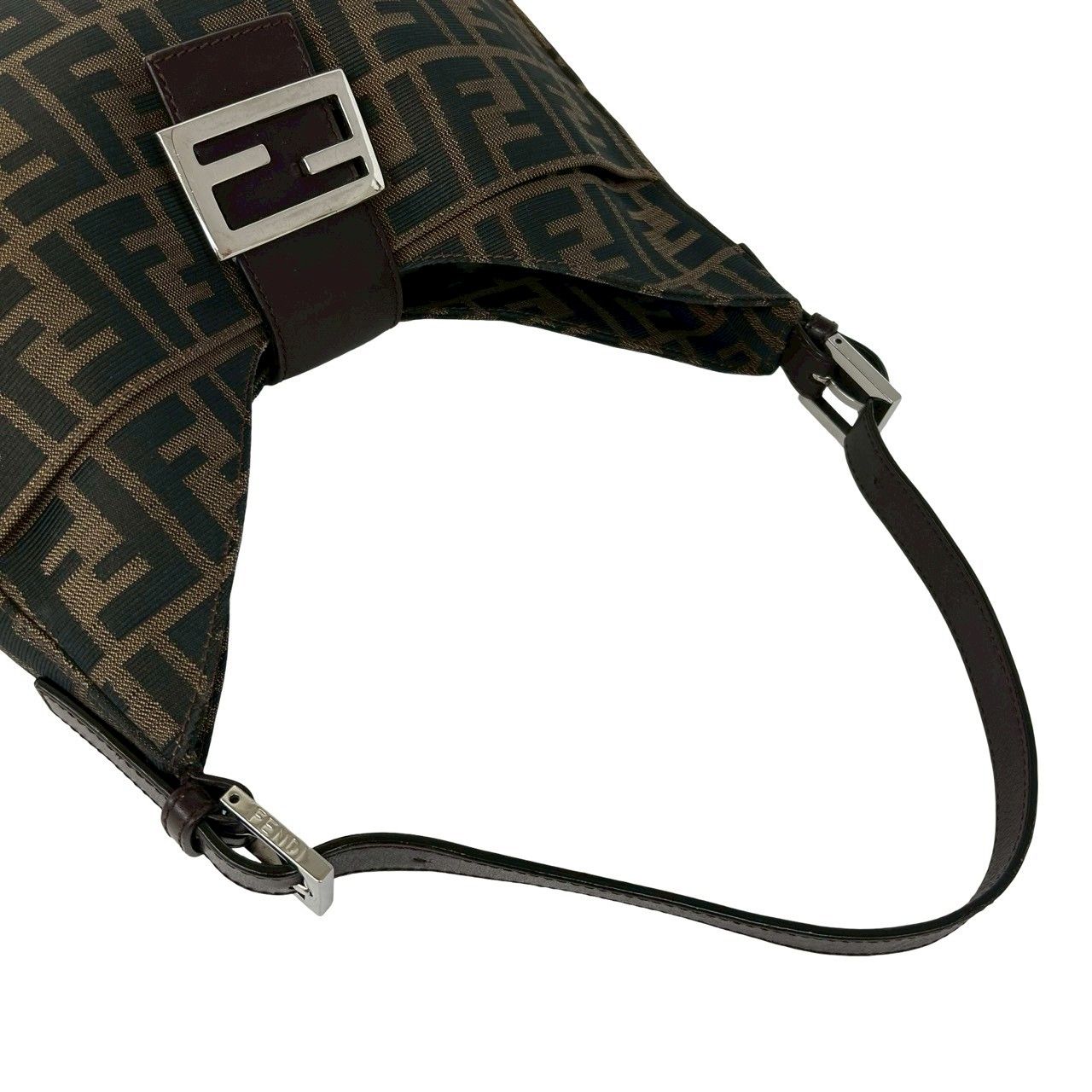 Fendi Vintage Zucca FF Pattern Logo Canvas Leather Shoulder Bag Brown — view 4