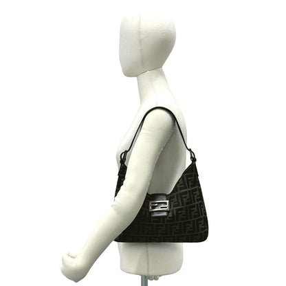 Fendi Vintage Zucca FF Pattern Logo Canvas Leather Shoulder Bag Brown — view 2