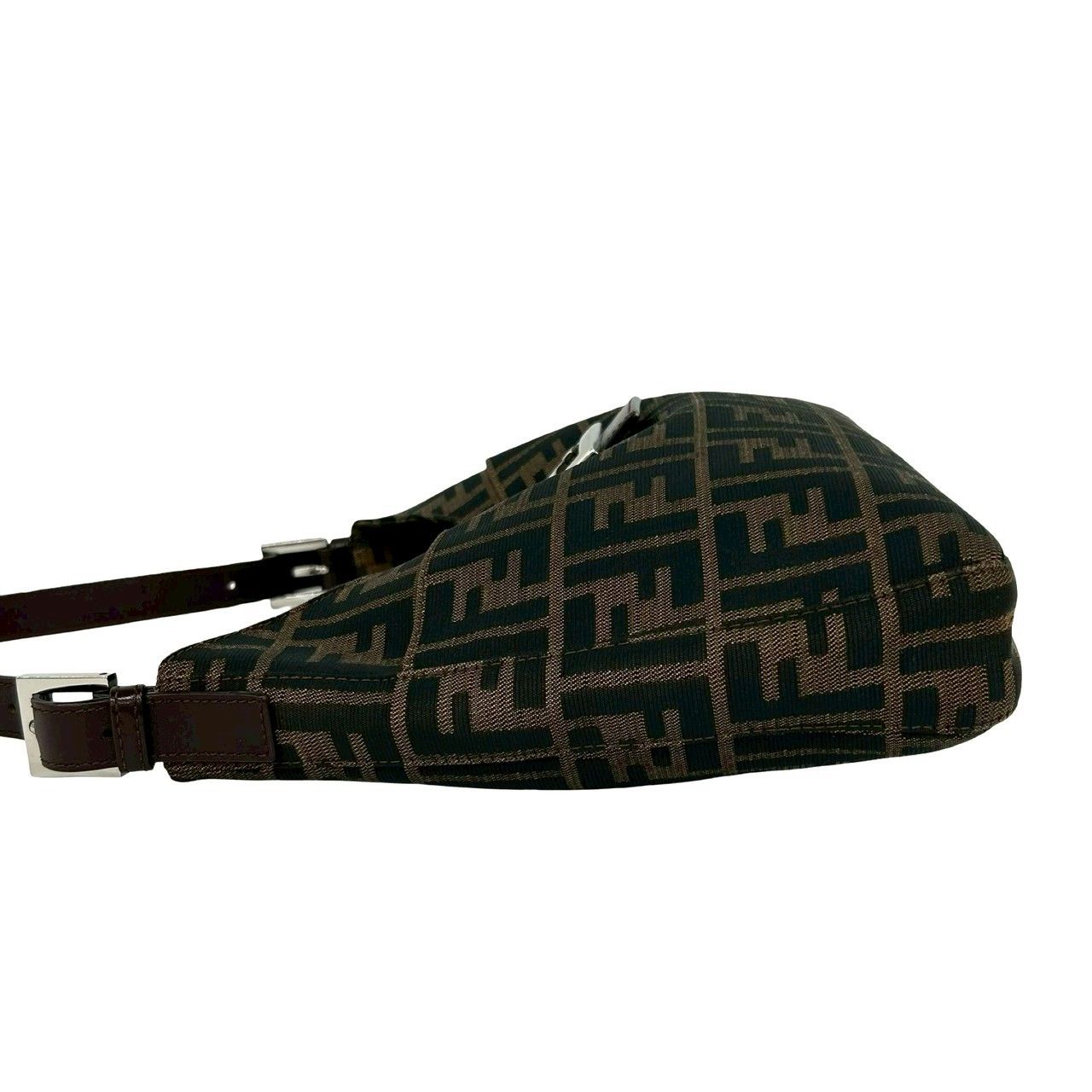 Fendi Vintage Zucca FF Pattern Logo Canvas Leather Shoulder Bag Brown — view 5