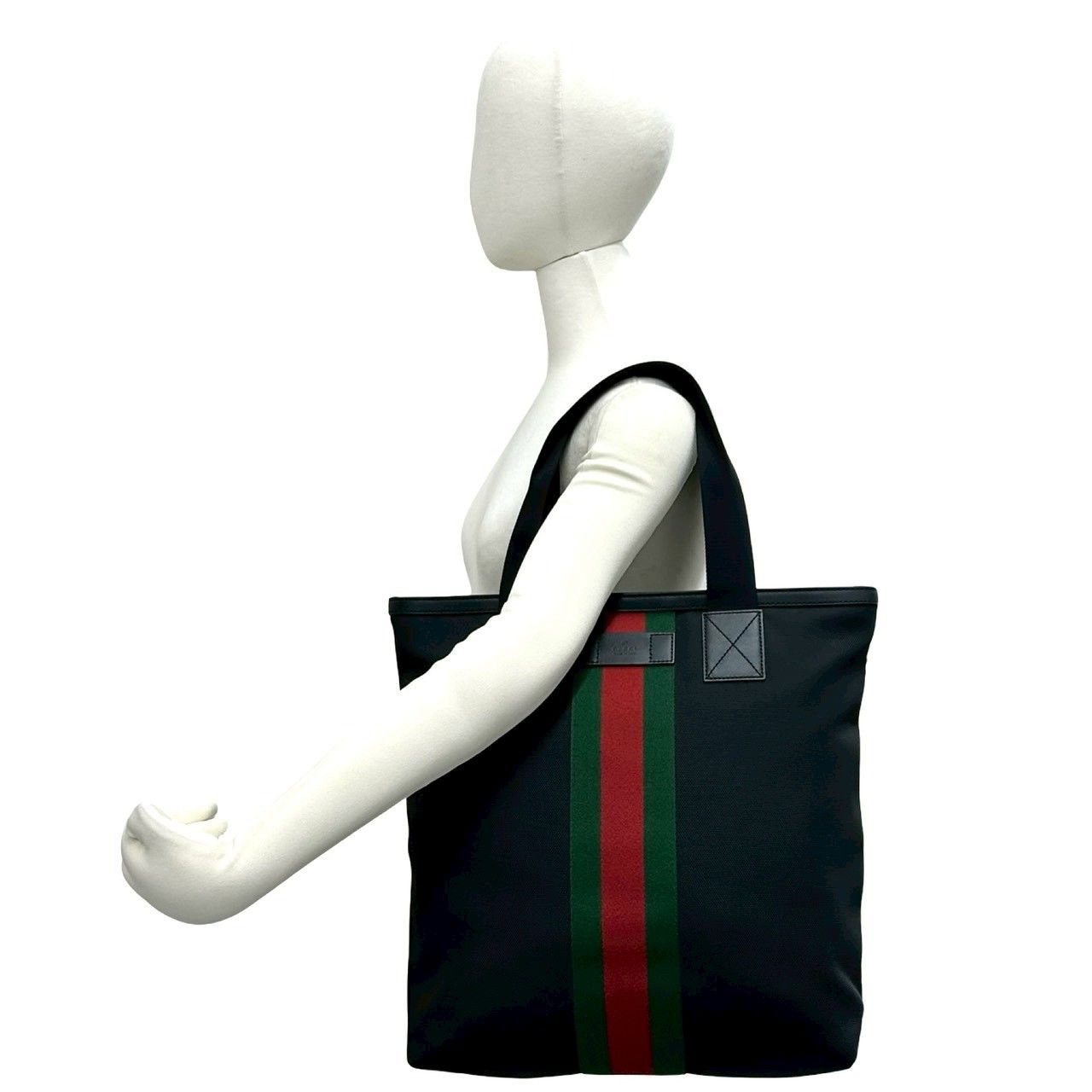 Gucci Sherry Line Logo Nylon Leather Tote Business Black — view 2