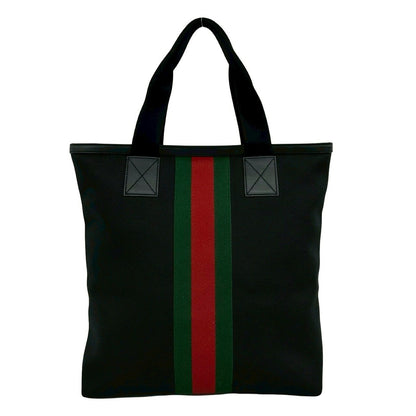 Gucci Sherry Line Logo Nylon Leather Tote Business Black — view 3