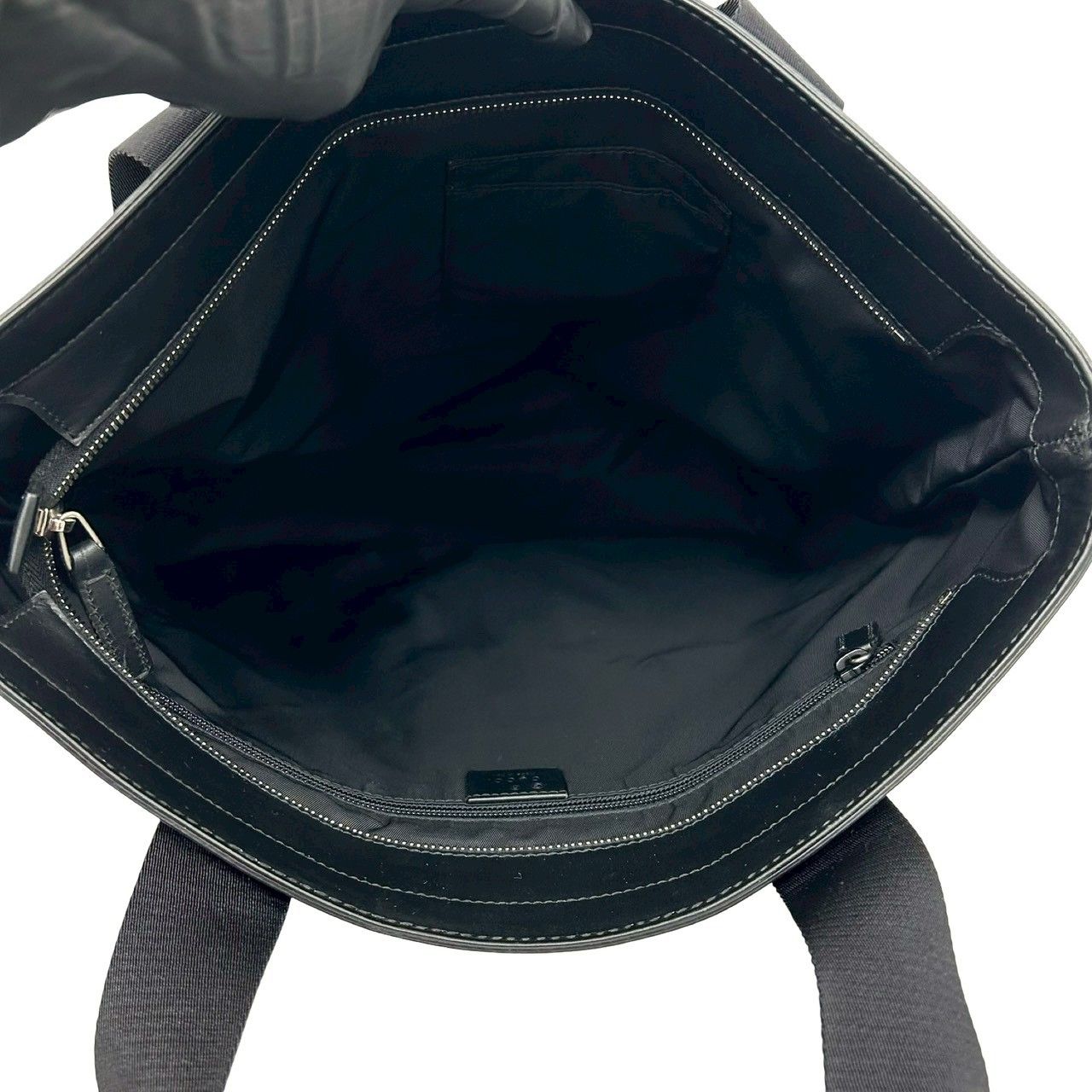 Gucci Sherry Line Logo Nylon Leather Tote Business Black — view 9