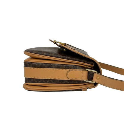 Celine Vintage Macadam Blason Trio Logo Pattern Leather Shoulder Bag Brown — view 6