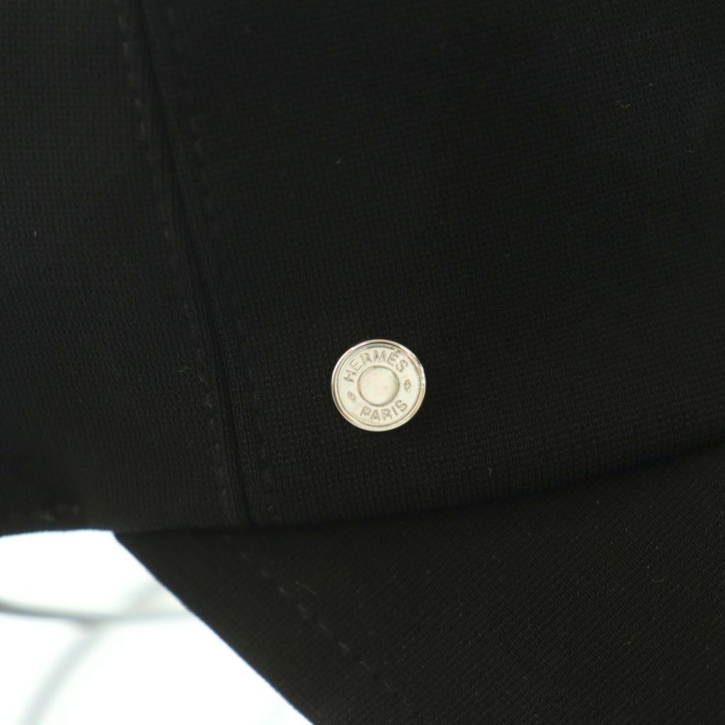 Hermes Tess Milano Cap Hat Logo One Point One Color 6 Panels 58 cm Black BB — view 7
