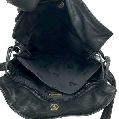 Loewe Vintage Anagram Logo Nappa Leather Drawstring Mini Shoulder Bag Black — view 9