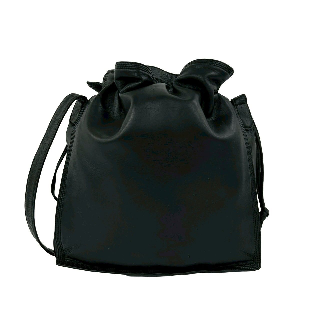 Loewe Vintage Anagram Logo Nappa Leather Drawstring Mini Shoulder Bag Black — view 3