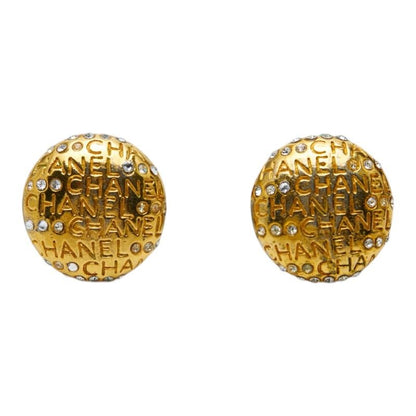 Chanel Logo Earrings Gold Plated Rhinestone — view 2