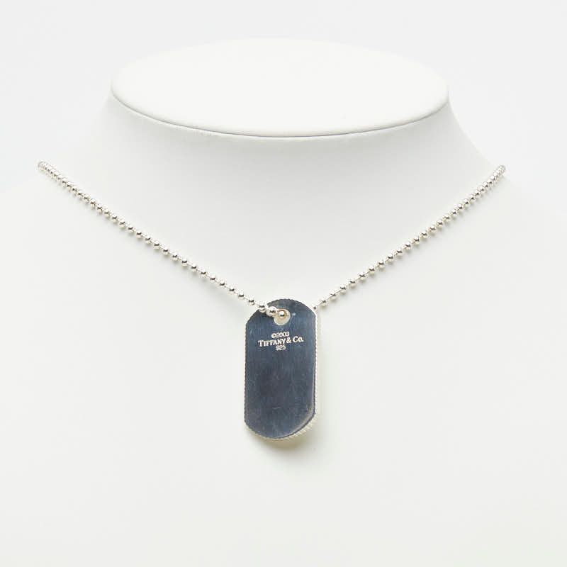 Tiffany & Co Dog Tag Ball Chain Necklace Silver — view 7