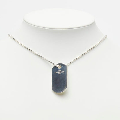 Tiffany & Co Dog Tag Ball Chain Necklace Silver — view 7