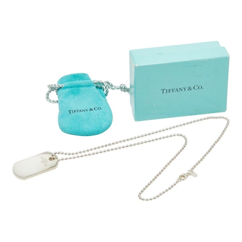 Tiffany & Co Dog Tag Ball Chain Necklace Silver — view 8