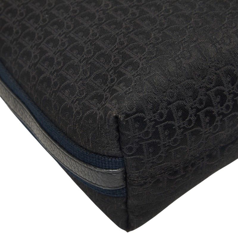 Dior Street Chic Trotter Crossbody Shoulder Bag Black Navy Leather Jacquard — view 7
