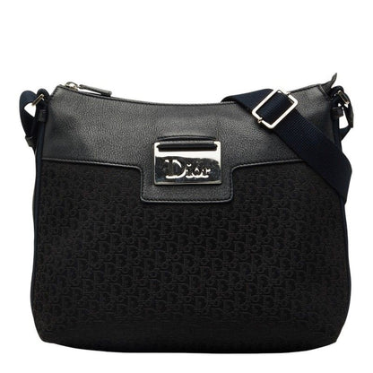 Dior Street Chic Trotter Crossbody Shoulder Bag Black Navy Leather Jacquard