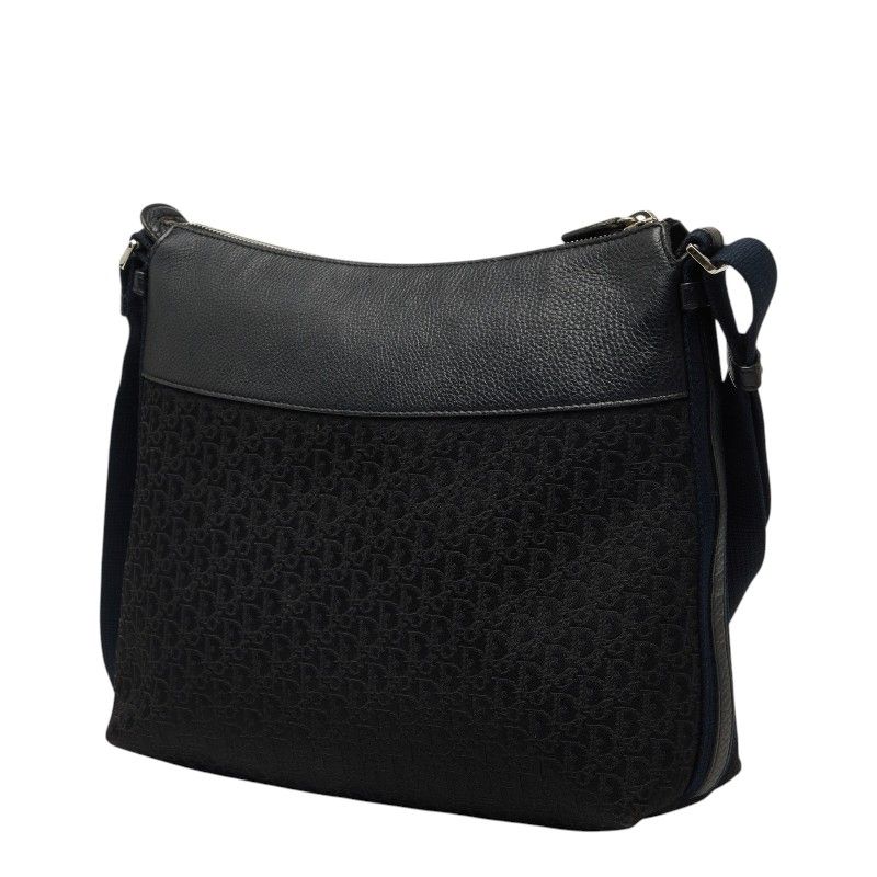 Dior Street Chic Trotter Crossbody Shoulder Bag Black Navy Leather Jacquard — view 2