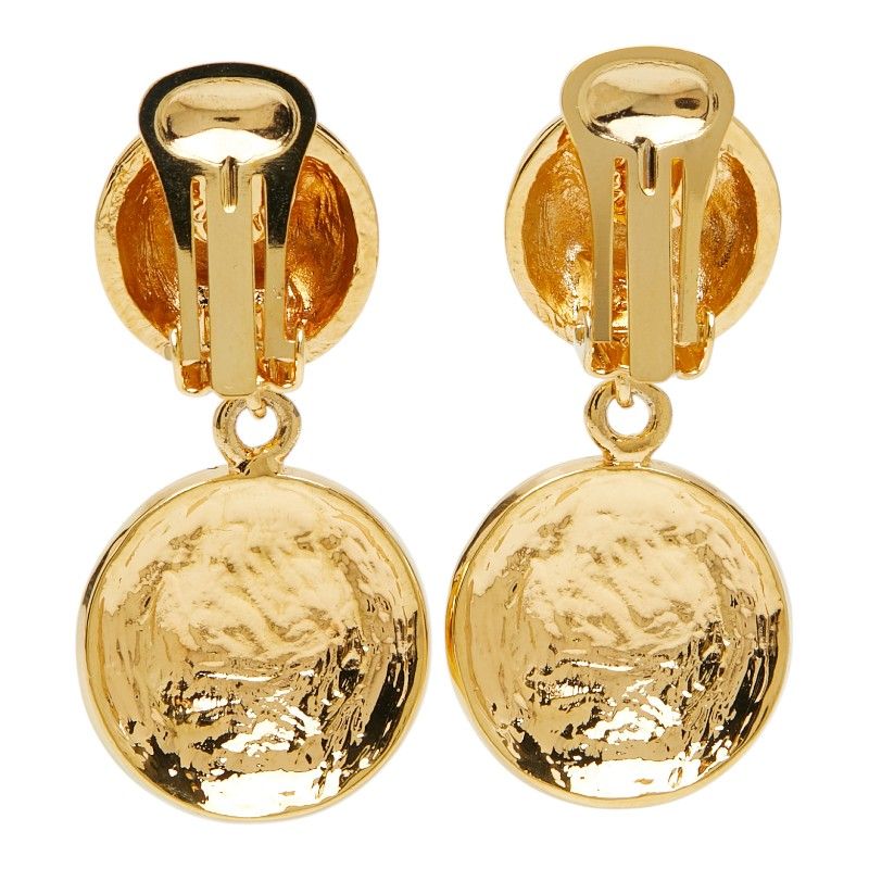 Celine Vintage Trio Macadam Earrings Gold Plated — view 3