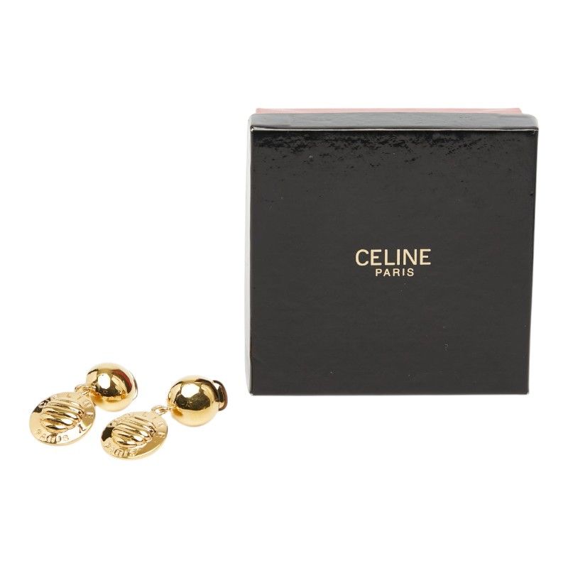 Celine Vintage Trio Macadam Earrings Gold Plated — view 5