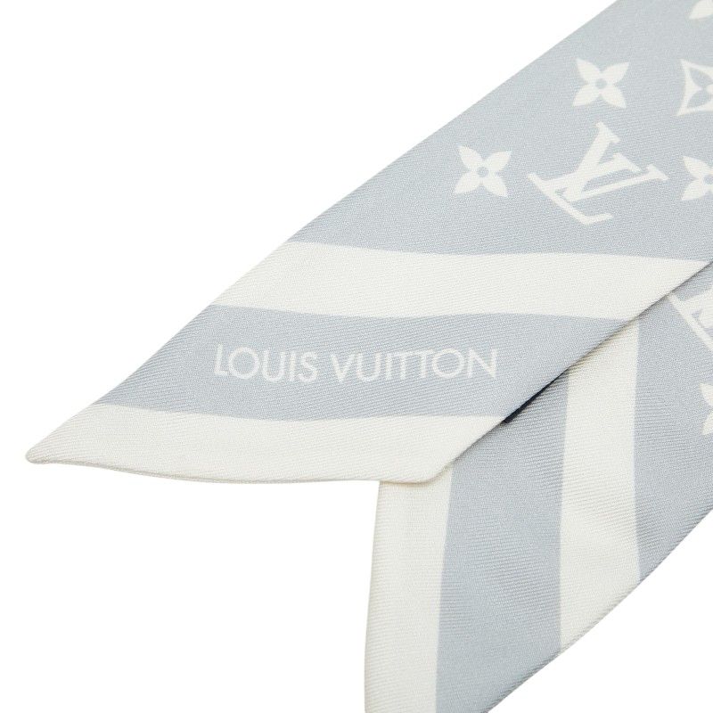 Louis Vuitton Bandeau BB Monogram Silhouette Scarf Gray White Silk — view 3