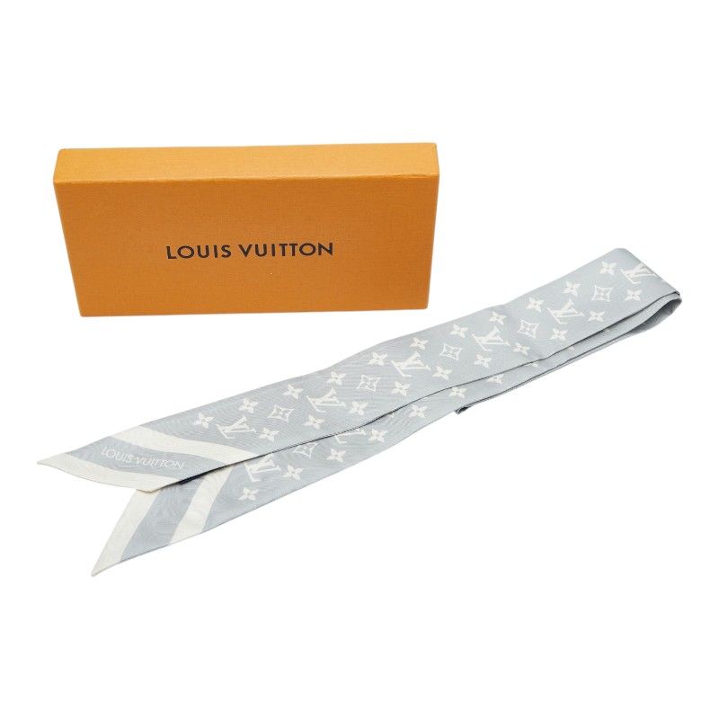 Louis Vuitton Bandeau BB Monogram Silhouette Scarf Gray White Silk — view 5