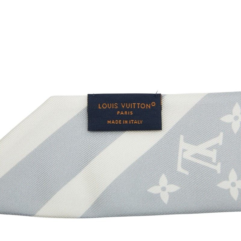 Louis Vuitton Bandeau BB Monogram Silhouette Scarf Gray White Silk — view 4