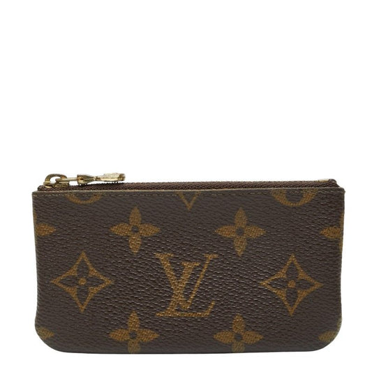 Louis Vuitton Monogram Pochette Cles Coin Case Key Purse Brown Leather 1