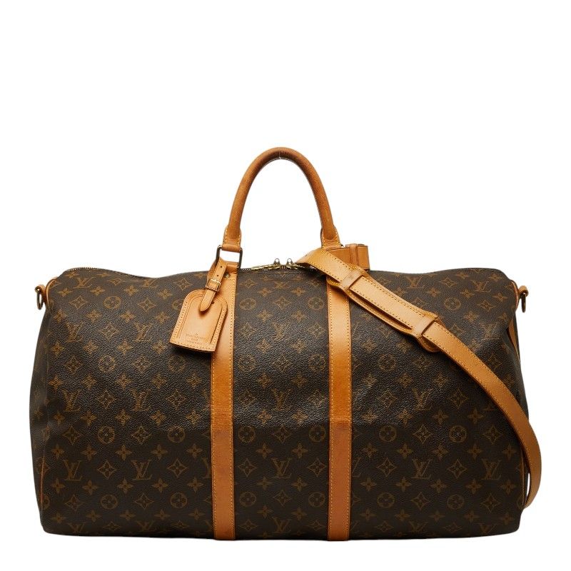 Louis Vuitton Monogram Keepall Bandouliere 55 Boston Bag 2-Way Brown Leather