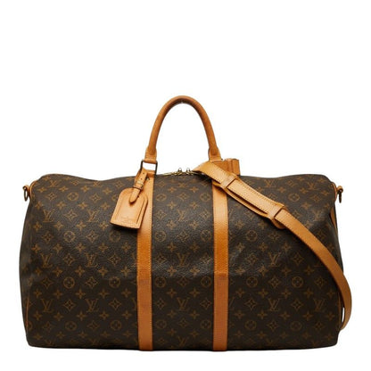 Louis Vuitton Monogram Keepall Bandouliere 55 Boston Bag 2-Way Brown Leather