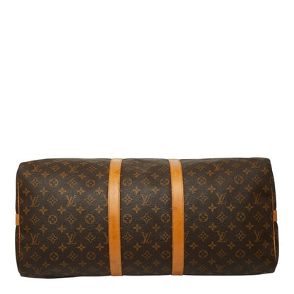 Louis Vuitton Monogram Keepall Bandouliere 55 Boston Bag 2-Way Brown Leather — view 3