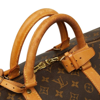 Louis Vuitton Monogram Keepall Bandouliere 55 Boston Bag 2-Way Brown Leather — view 8