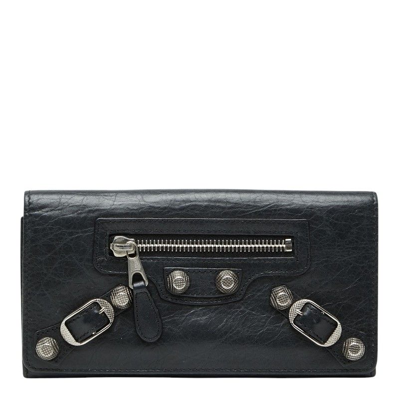 Balenciaga Classic Continental Bifold Wallet Black Leather