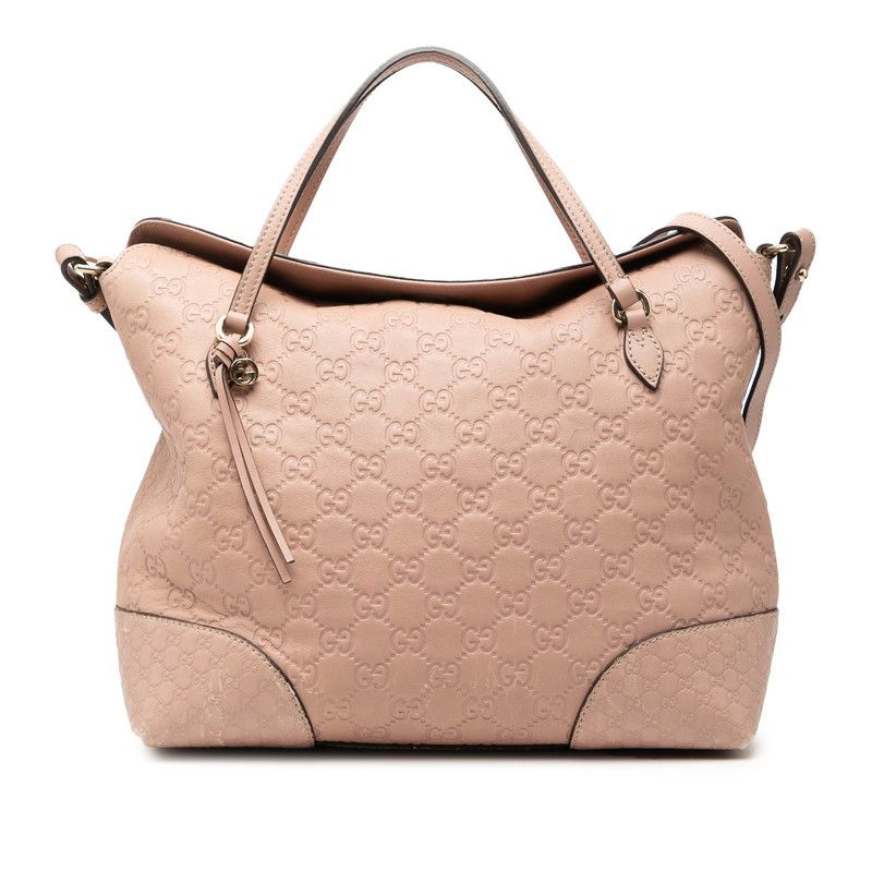 Gucci Guccissima 2-Way Shoulder Bag Pink Leather