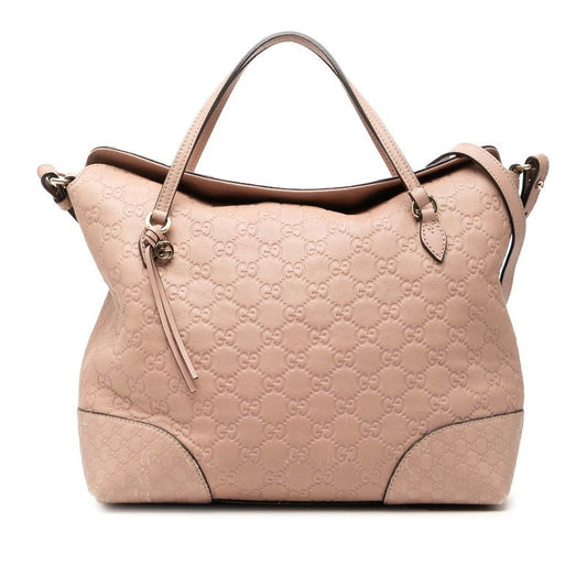 Gucci Guccissima 2-Way Shoulder Bag Pink Leather