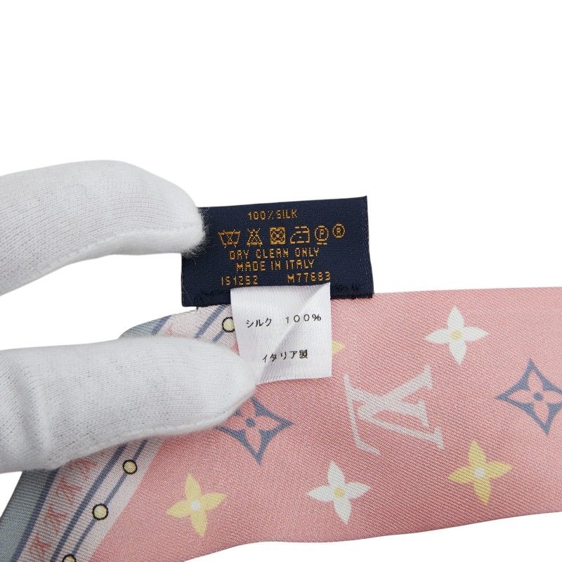 Louis Vuitton Bandeau BB Flowers Forever Scarf Pink Multi Color Silk — view 5
