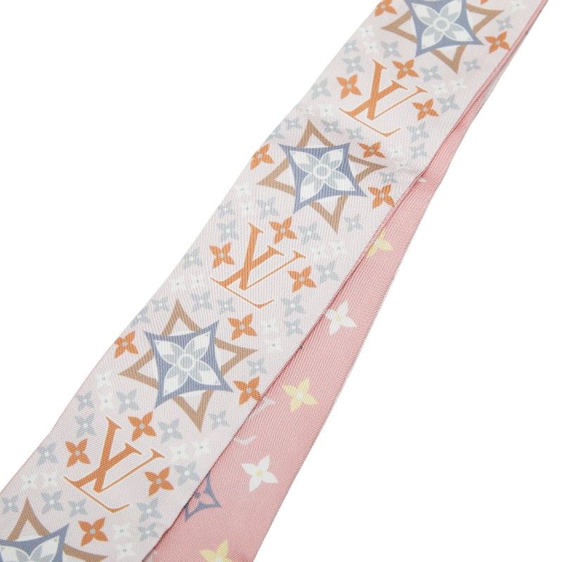 Louis Vuitton Bandeau BB Flowers Forever Scarf Pink Multi Color Silk — view 2