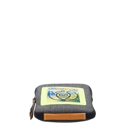 Loewe Neck Pouch Eye Nature Case Shoulder Bag Gray Black Light Yellow Canvas — view 3