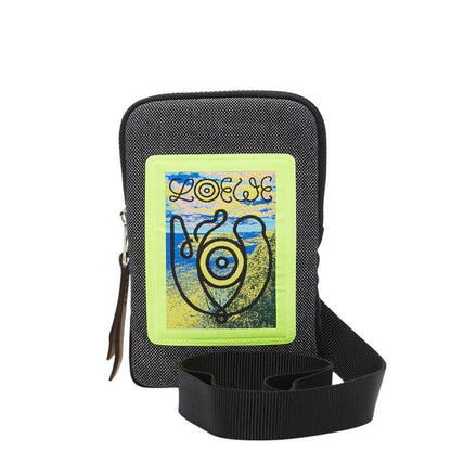 Loewe Neck Pouch Eye Nature Case Shoulder Bag Gray Black Light Yellow Canvas