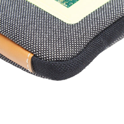Loewe Neck Pouch Eye Nature Case Shoulder Bag Gray Black Light Yellow Canvas — view 4