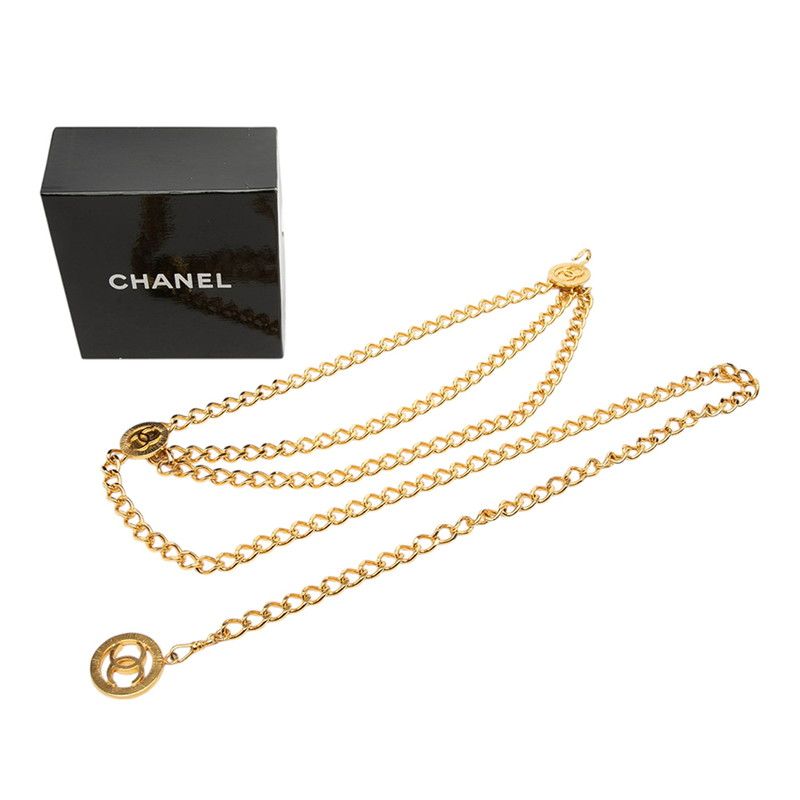 Chanel CC Logo Vintage Chain Belt Triple Strand Gold Plated — view 4