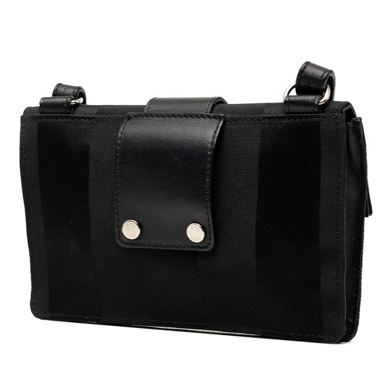 Fendi Pecan Baguette Slim Clutch Shoulder Bag 3way Black Canvas Leather — view 2