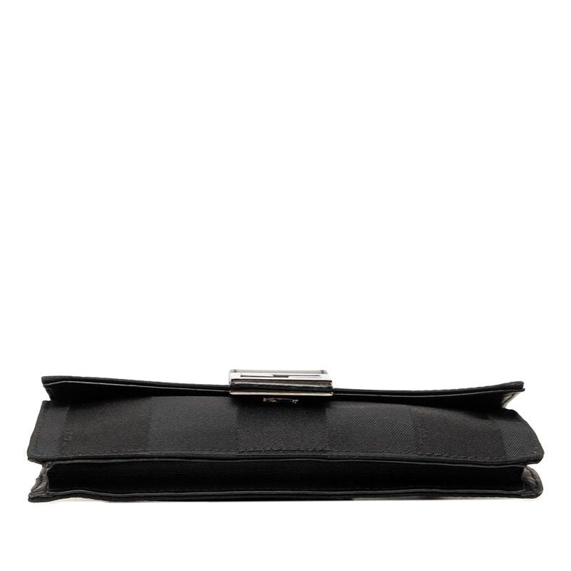 Fendi Pecan Baguette Slim Clutch Shoulder Bag 3way Black Canvas Leather — view 3