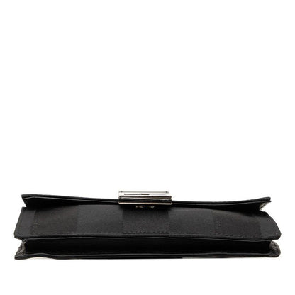 Fendi Pecan Baguette Slim Clutch Shoulder Bag 3way Black Canvas Leather — view 3