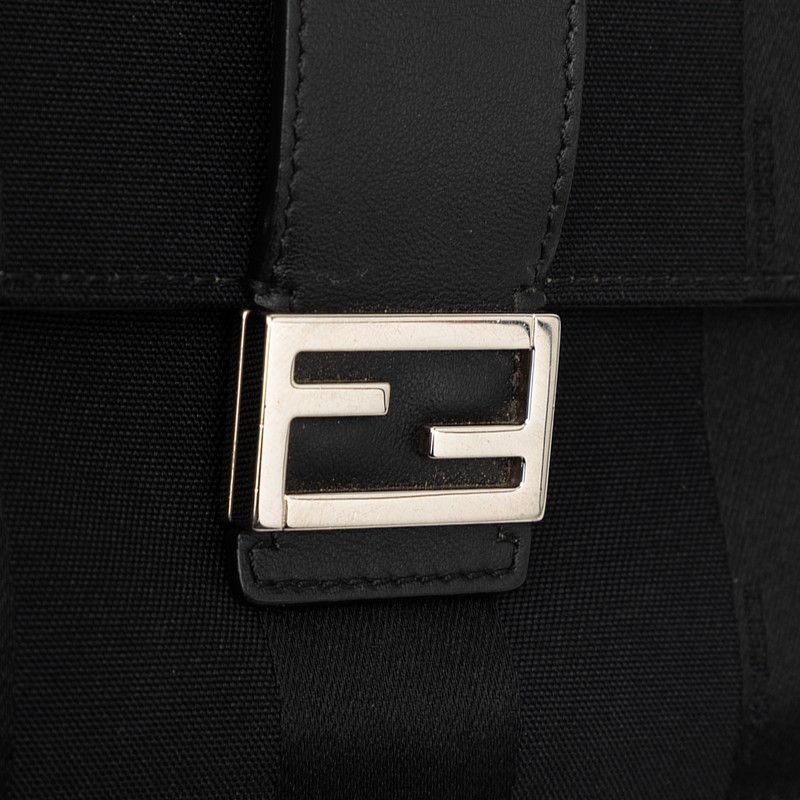 Fendi Pecan Baguette Slim Clutch Shoulder Bag 3way Black Canvas Leather — view 5