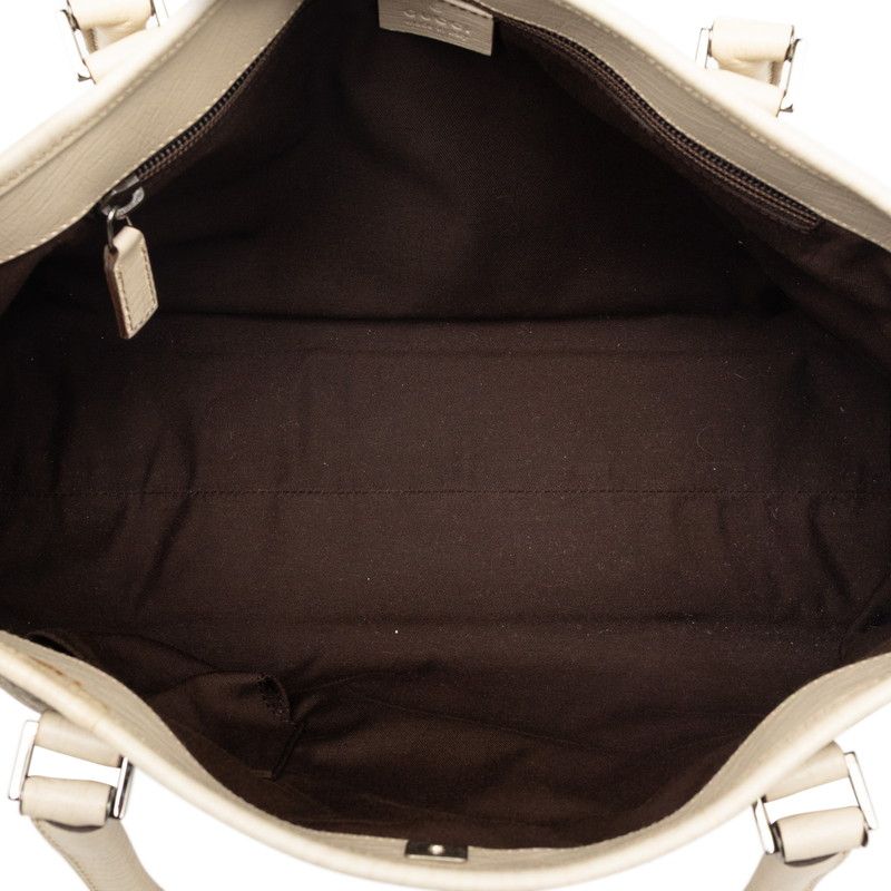 Gucci GG Supreme Tote Shoulder Bag Beige White Leather — view 5